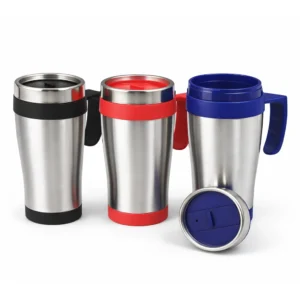 Sorprende a tu equipo o clientes con mugs de acero plástico 400ml personalizados. Ideales para merchandising corporativo en Perú. Personaliza con tu logo.