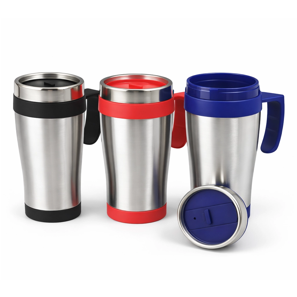Sorprende a tu equipo o clientes con mugs de acero plástico 400ml personalizados. Ideales para merchandising corporativo en Perú. Personaliza con tu logo.