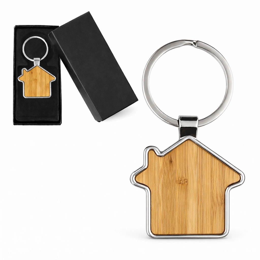 llavero bambú personalizado, llavero corporativo, merchandising ecológico